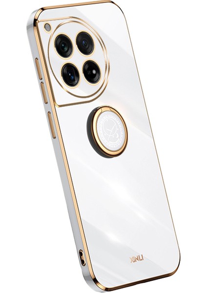Xınlı Oneplus 12 5g Kılıf Elektrokaplama Tpu Kapak Halkalı Ayaklı-Beyaz (Yurt Dışından)