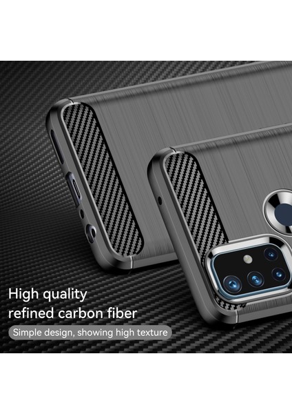 1.8mm Hava Yastığı Tasarım Tpu Kılıf Leke Önleyici Telefon Kılıfı Karbon Fiber Doku Fırçalanmış Yüzey Oneplus Nord N10 5g-Siyah (Yurt Dışından) fiyatları