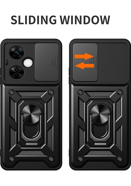 Oneplus Nord Ce 3 Lite 5G/N30 5g Arka Lens Koruma Telefon Kılıfı Pc+Tpu Kapak ve Ayaklık-Siyah (Yurt Dışından)