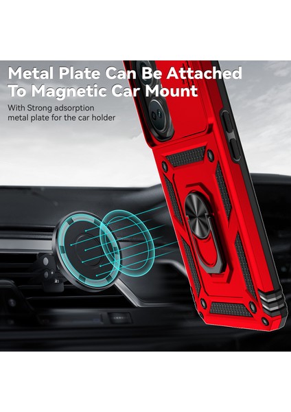 Oneplus Nord Ce3 5g Kılıf Halka Kickstand Pc + Tpu Telefon Koruyucu Sürgülü Kamera Kapağı-Kırmızı (Yurt Dışından) modelleri