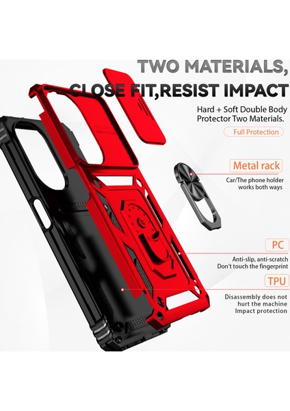 Oneplus Nord Ce3 5g Kılıf Halka Kickstand Pc + Tpu Telefon Koruyucu Sürgülü Kamera Kapağı-Kırmızı (Yurt Dışından) fırsatları