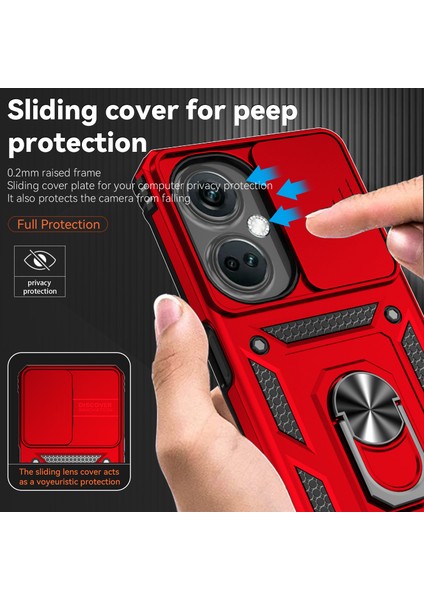 Oneplus Nord Ce3 5g Kılıf Halka Kickstand Pc + Tpu Telefon Koruyucu Sürgülü Kamera Kapağı-Kırmızı (Yurt Dışından) indirimleri