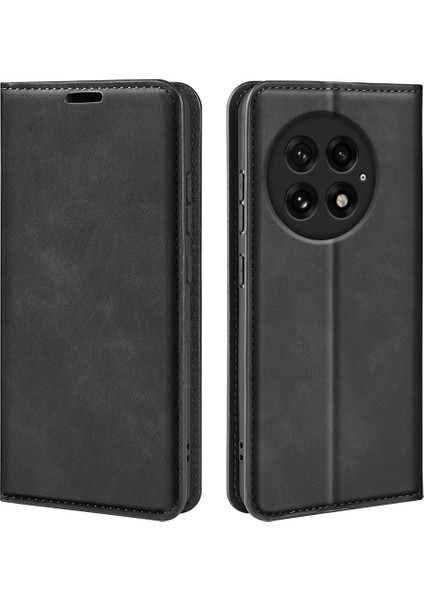 Oneplus 13 Kılıf Skin-Touch Deri Cüzdan Telefon Kılıfı-Siyah (Yurt Dışından)