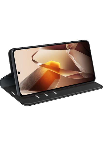 Oneplus 13 Kılıf Skin-Touch Deri Cüzdan Telefon Kılıfı-Siyah (Yurt Dışından)