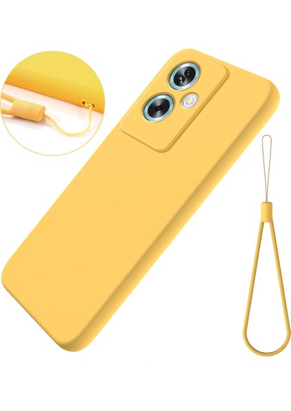 Oneplus Nord N30 Se 5g Sıvı Silikon Kılıf Fiber Astarlı Telefon Kılıfı Kayışlı-Sarı (Yurt Dışından)