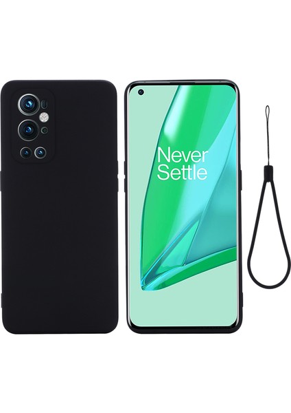 Oneplus 9 Pro Için El Kayışlı Sıvı Silikon Yumuşak Kapaklı Kılıf-Siyah (Yurt Dışından)