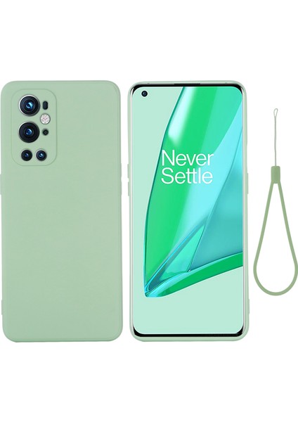 Oneplus 9 Pro-Yeşil Için El Kayışlı Sıvı Silikon Yumuşak Kapaklı Kılıf (Yurt Dışından)