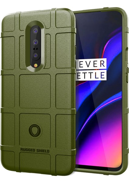 Darbeye Dayanıklı Sağlam Kare Izgara Doku Tpu Arka Kılıf Oneplus 7 Pro-Yeşil (Yurt Dışından)