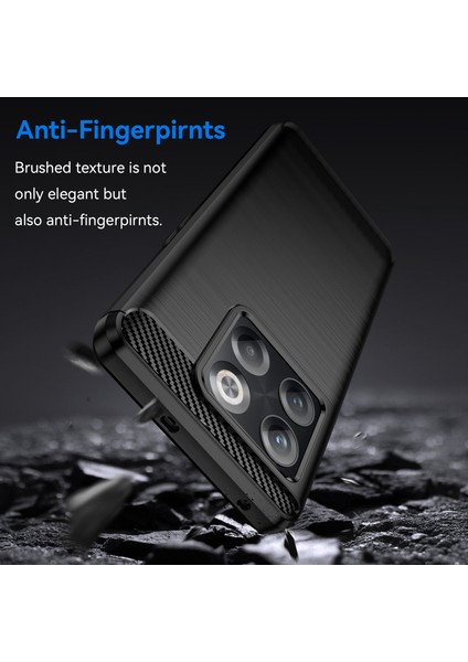 Oneplus 10T 5g Için Karbon Fiber Dokulu Telefon Kılıfı, Yumuşak Tpu Slim Fit Toz Önleyici Fırçalanmış Telefon Kılıfı-Siyah (Yurt Dışından) modelleri