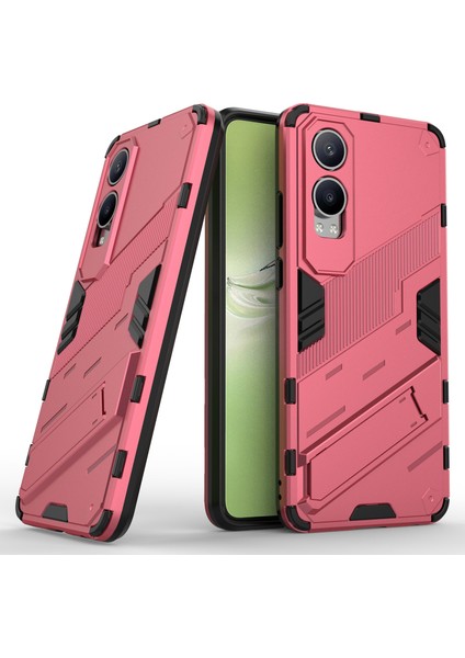 Oneplus Nord Ce4 Lite 5g/oppo K12X 5g (Çin) Kılıf Kickstand Hibrit Sert Pc Yumuşak Tpu Telefon Kılıfı-Gül (Yurt Dışından)