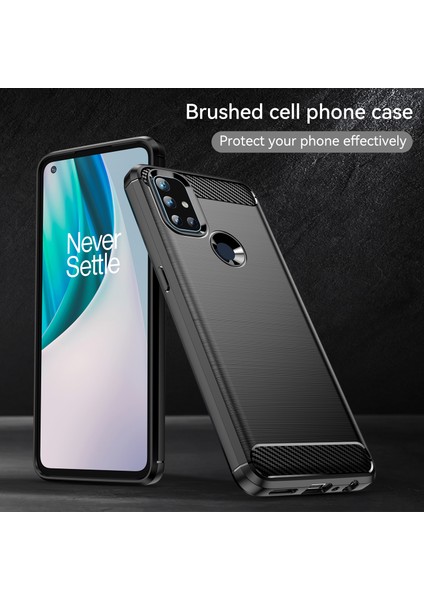 1.8mm Hava Yastığı Tasarım Tpu Kılıf Leke Önleyici Telefon Kılıfı Karbon Fiber Doku Fırçalanmış Yüzey Oneplus Nord N10 5g-Siyah (Yurt Dışından) indirimleri