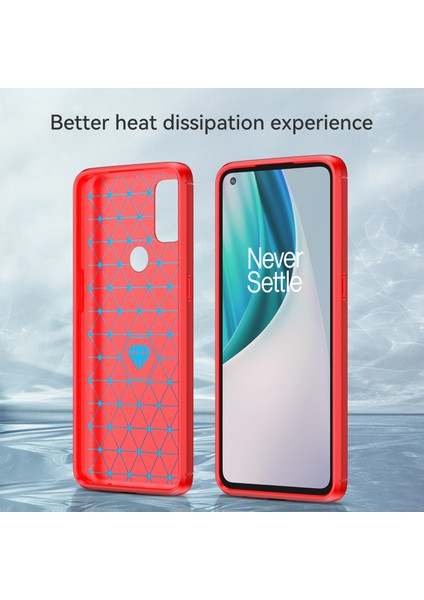 1.8mm Hava Yastığı Tasarım Tpu Kılıf Leke Önleyici Telefon Kılıfı Karbon Fiber Doku Fırçalanmış Yüzey Oneplus Nord N10 5g-Kırmızı (Yurt Dışından) fırsatları