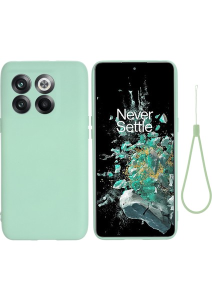 Oneplus 10T 5g/ace Pro 5g Sıvı Silikon Darbeye Dayanıklı Koruyucu Telefon Kılıfı Yumuşak Elyaf Astarlı Çizilmez Kılıf Kayışlı-Yeşil (Yurt Dışından)