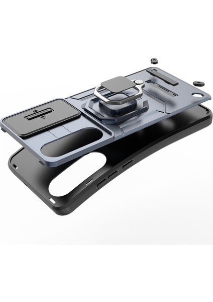 Oneplus Nord Ce4 Lite 5g/oppo K12X 5g (Çin) Kılıf Kickstand Pc + Tpu Telefon Kabuğu Lens Kapağı ile - Siyah (Yurt Dışından)