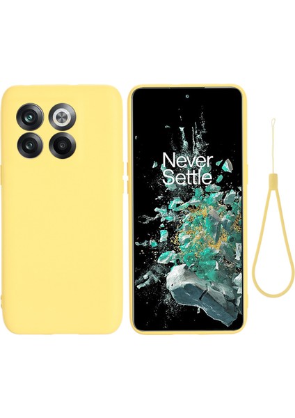 Oneplus 10T 5g/ace Pro 5g Sıvı Silikon Darbeye Dayanıklı Koruyucu Telefon Kılıfı Yumuşak Elyaf Astarlı Çizilmez Kılıf Kayışlı-Sarı (Yurt Dışından)