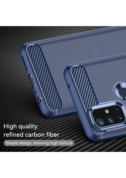 1.8mm Hava Yastığı Tasarım Tpu Kılıf Leke Önleyici Telefon Kılıfı Karbon Fiber Doku Fırçalanmış Yüzey Oneplus Nord N10 5g-Mavi (Yurt Dışından) fiyatları