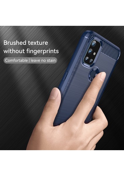 1.8mm Hava Yastığı Tasarım Tpu Kılıf Leke Önleyici Telefon Kılıfı Karbon Fiber Doku Fırçalanmış Yüzey Oneplus Nord N10 5g-Mavi (Yurt Dışından) modelleri