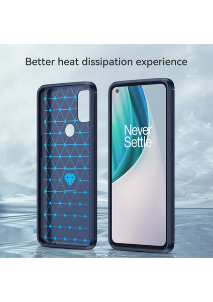 1.8mm Hava Yastığı Tasarım Tpu Kılıf Leke Önleyici Telefon Kılıfı Karbon Fiber Doku Fırçalanmış Yüzey Oneplus Nord N10 5g-Mavi (Yurt Dışından) fırsatları
