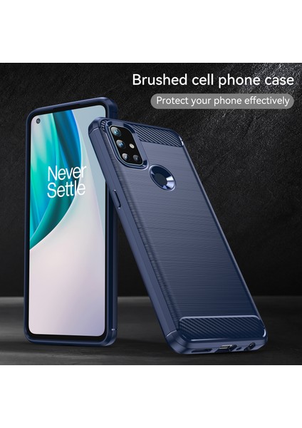 1.8mm Hava Yastığı Tasarım Tpu Kılıf Leke Önleyici Telefon Kılıfı Karbon Fiber Doku Fırçalanmış Yüzey Oneplus Nord N10 5g-Mavi (Yurt Dışından) indirimleri