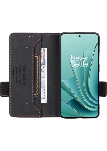 Oneplus Nord 3 5g/ace 2V Donanım Dekor Cüzdan Standı Kapak Manyetik Pu Deri Düşmeye Karşı Kılıf-Siyah (Yurt Dışından)