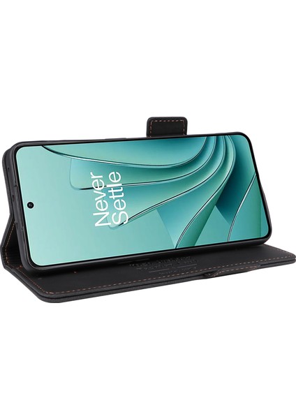 Oneplus Nord 3 5g/ace 2V Donanım Dekor Cüzdan Standı Kapak Manyetik Pu Deri Düşmeye Karşı Kılıf-Siyah (Yurt Dışından)