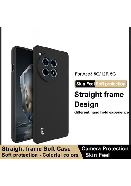 Imak Uc-4 Serisi Oneplus Ace 3 5G/12R 5g Kılıf Düz Kenar Yumuşak Tpu Telefon Kılıfı-Siyah (Yurt Dışından)