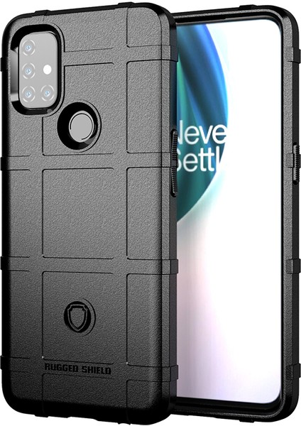 Sağlam Kalkan Kare Izgara Doku Tpu Telefon Kılıfı Oneplus Nord N10 5g-Siyah (Yurt Dışından)