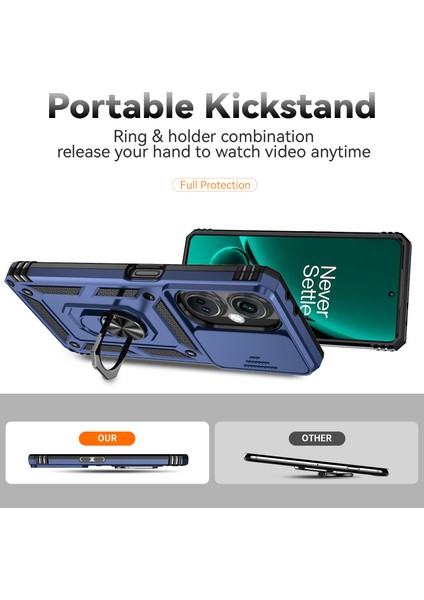 Oneplus Nord Ce3 5g Kılıf Halka Kickstand Pc + Tpu Telefon Koruyucu Sürgülü Kamera Kapağı-Mavi (Yurt Dışından) fiyatları