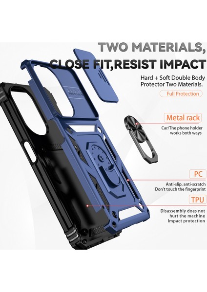 Oneplus Nord Ce3 5g Kılıf Halka Kickstand Pc + Tpu Telefon Koruyucu Sürgülü Kamera Kapağı-Mavi (Yurt Dışından) fırsatları