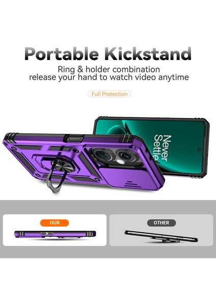 Oneplus Nord Ce3 5g Kılıf Halka Kickstand Pc + Tpu Telefon Koruyucu Sürgülü Kamera Kapağı-Mor (Yurt Dışından) fiyatları
