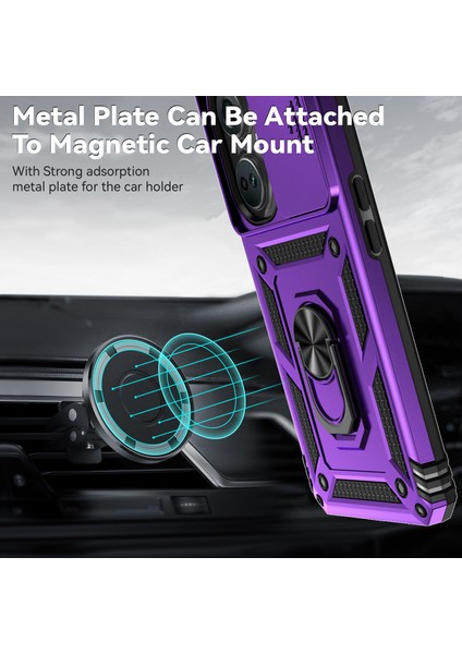 Oneplus Nord Ce3 5g Kılıf Halka Kickstand Pc + Tpu Telefon Koruyucu Sürgülü Kamera Kapağı-Mor (Yurt Dışından) modelleri