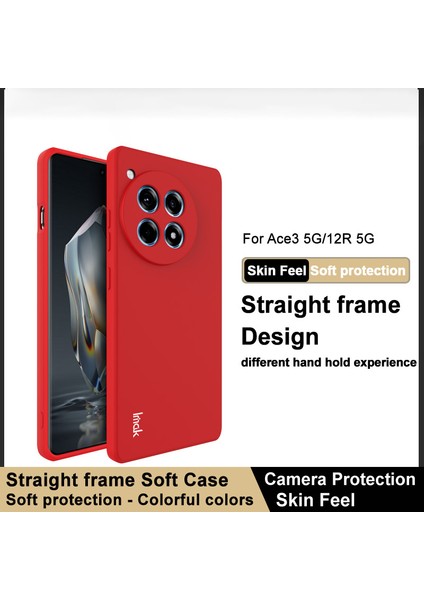 Imak Uc-4 Serisi Oneplus Ace 3 5G/12R 5g Kılıf Düz Kenar Yumuşak Tpu Telefon Kılıfı-Kırmızı (Yurt Dışından)