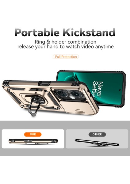 Oneplus Nord Ce3 5g Kılıf Halka Kickstand Pc + Tpu Telefon Koruyucu Sürgülü Kamera Kapağı-Altın (Yurt Dışından) fiyatları