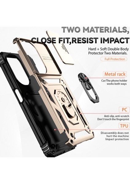 Oneplus Nord Ce3 5g Kılıf Halka Kickstand Pc + Tpu Telefon Koruyucu Sürgülü Kamera Kapağı-Altın (Yurt Dışından) fırsatları