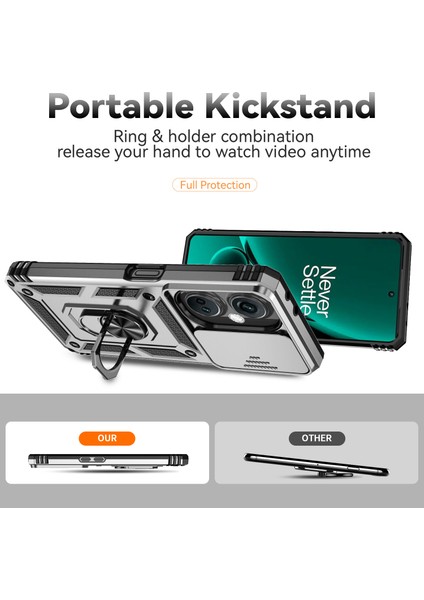 Oneplus Nord Ce3 5g Kılıf Halka Kickstand Pc + Tpu Telefon Koruyucu Sürgülü Kamera Kapağı-Gümüş (Yurt Dışından) fiyatları