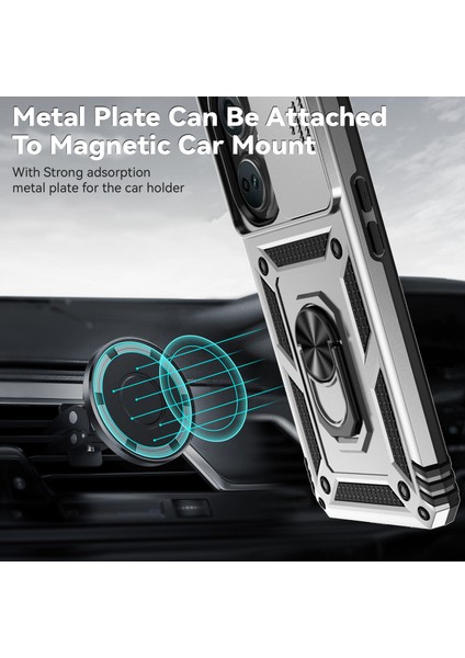 Oneplus Nord Ce3 5g Kılıf Halka Kickstand Pc + Tpu Telefon Koruyucu Sürgülü Kamera Kapağı-Gümüş (Yurt Dışından) modelleri