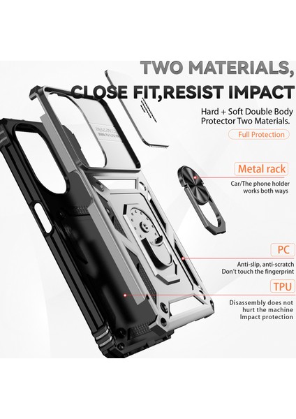 Oneplus Nord Ce3 5g Kılıf Halka Kickstand Pc + Tpu Telefon Koruyucu Sürgülü Kamera Kapağı-Gümüş (Yurt Dışından) fırsatları