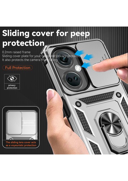 Oneplus Nord Ce3 5g Kılıf Halka Kickstand Pc + Tpu Telefon Koruyucu Sürgülü Kamera Kapağı-Gümüş (Yurt Dışından) indirimleri