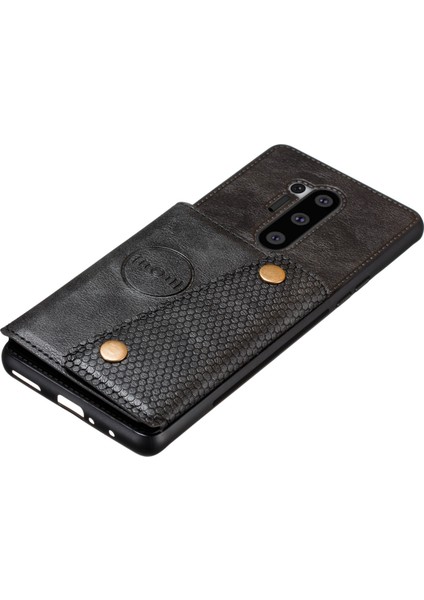 Kickstand Kart Tutucu Pu Deri Kaplamalı Tpu Telefon Kılıfı [yerleşik Araç Manyetik Levhası] Oneplus 8 Pro-Siyah Için (Yurt Dışından) fırsatları