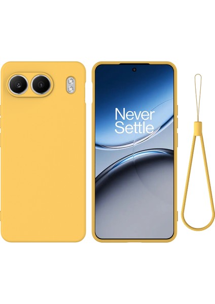 Oneplus Nord 4 Kılıf Sıvı Silikon Çizilmez Telefon Kılıfı El Kayışı Ile-Sarı (Yurt Dışından)