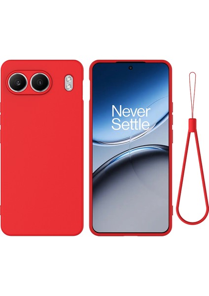 Oneplus Nord 4 Kılıf Sıvı Silikon Çizilmez Telefon Kılıfı El Kayışı Ile-Kırmızı (Yurt Dışından)