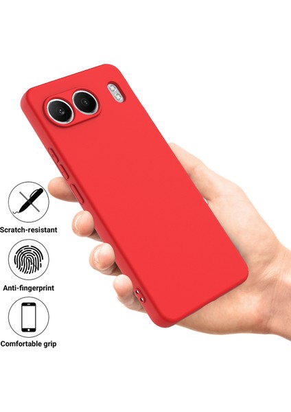 Oneplus Nord 4 Kılıf Sıvı Silikon Çizilmez Telefon Kılıfı El Kayışı Ile-Kırmızı (Yurt Dışından)