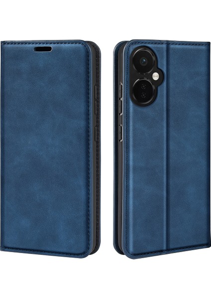 Oneplus Nord Ce 3 Lite 5g/nord N30 5g Manyetik Otomatik Kapanan Cilt Dokunma Hissi Standı Cüzdan Deri Telefon Kılıfı-Mavi (Yurt Dışından)