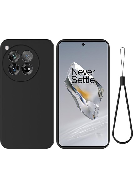 Oneplus 12 5g Sıvı Silikon Telefon Kılıfı Yumuşak Çizilmez Astarlı-Siyah (Yurt Dışından)