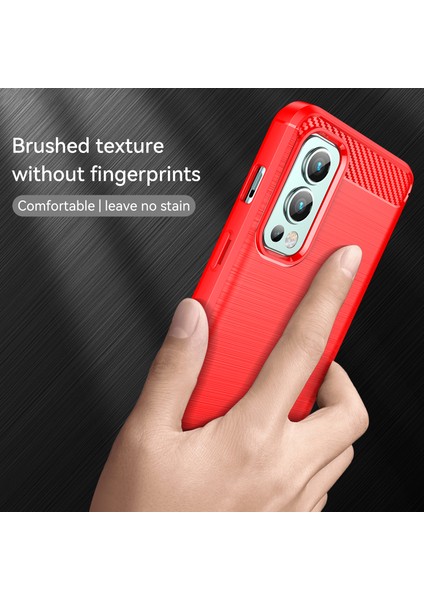 1.8mm Hava Yastığı Tpu Kılıf Fırçalanmış Yüzey Karbon Fiber Doku Telefon Kılıfı Isı Dağıtma Tasarımı ile Oneplus Nord 2 5g-Kırmızı (Yurt Dışından) modelleri