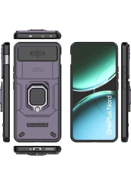 Oneplus Nord 4 Kılıfı Pc+Tpu Kickstand Telefon Koruyucu Lens Kapağı Ile-Mor (Yurt Dışından)