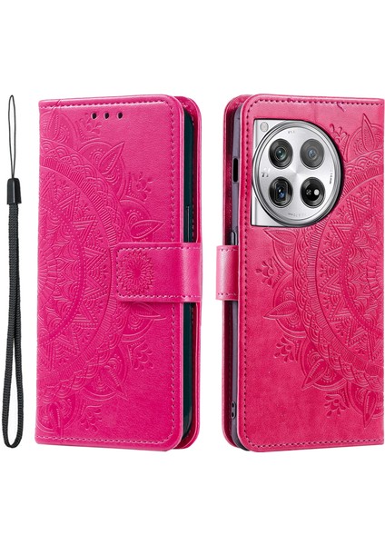 Oneplus 12 5g Manyetik Telefon Kılıfı Mandala Çiçek Baskılı Pu Deri + Tpu Kapak-Gül (Yurt Dışından)
