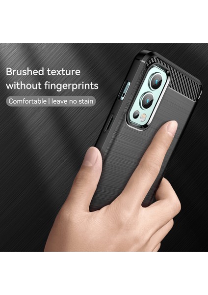 1.8mm Hava Yastığı Tpu Kılıf Fırçalanmış Yüzey Karbon Fiber Doku Telefon Kılıfı Isı Dağıtma Tasarımı ile Oneplus Nord 2 5g-Siyah (Yurt Dışından) modelleri