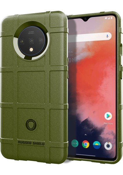 Oneplus 7t-Yeşil Için Anti-Şok Kare Izgara Dokulu Yumuşak Tpu Telefon Kılıfı (Yurt Dışından)