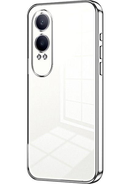 Oneplus Nord Ce4 Lite 5g/oppo K12X 5g(China)Kılıf Elektrokaplama Tasarım Yumuşak Tpu Darbeye Dayanıklı Telefon Kılıfı-Gümüş (Yurt Dışından)